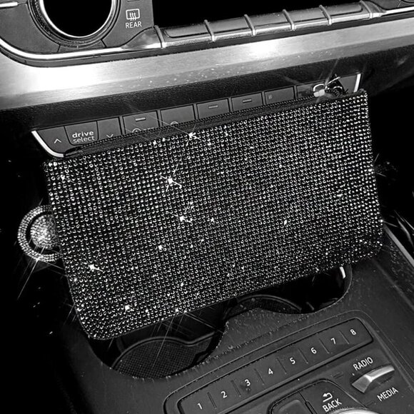 ❤️Crystal Zipper Change Purse Rhinestone Wallet Double-sided crystal diamond Zip - Picture 7 of 8